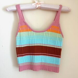 Colorful striped knit tank top